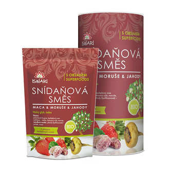 Iswari BIO Snídaňová směs Maca, moruše, jahoda 300 g