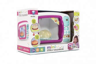 Mikrovlnná rúra plast 21x16cm na batérie so zvukom so svetlom v krabici 26,5x19x13cm