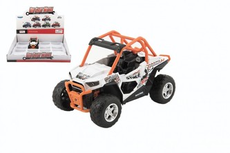 Auto buggy kov/plast 14cm na baterie se světlem se zvukem na zpětné natažení 1 ks / 2 barvy