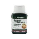 MedPharma Ženšen 350 mg + echinacea + leuzea 30 tbl. + 7 tbl. ZDARMA