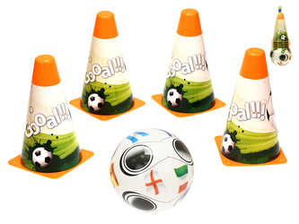 Fotbalové kužely 18cm 4ks s míčem 12cm 10m+ v síťce