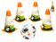 Fotbalové kužely 18cm 4ks s míčem 12cm 10m+ v síťce