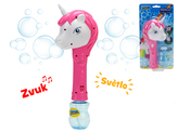 Bublifukovač jednorožec 23cm 130ml na baterie se světlem a zvukem na kartě