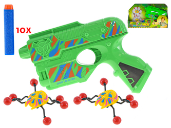 Pistole Bug's Attack 21cm s pěnovými náboji a terči v krabičce