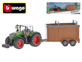 Bburago Fendt 1000 Vario traktor 13cm na setrvačník s přívesem 14cm  v krabičce