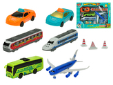 Sada dopravní prostředky 10-18cm 6druhů na zpětný chod s doplňky v krabičce