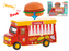 Foodtruck hamburger 11cm kov 1:36 magnetický zpětný chod na baterie se světlem a zvukem v krabičce