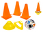 Fotbalové kužely 18cm 4ks + mety 4ks s míčem 11cm 10m+ v síťce