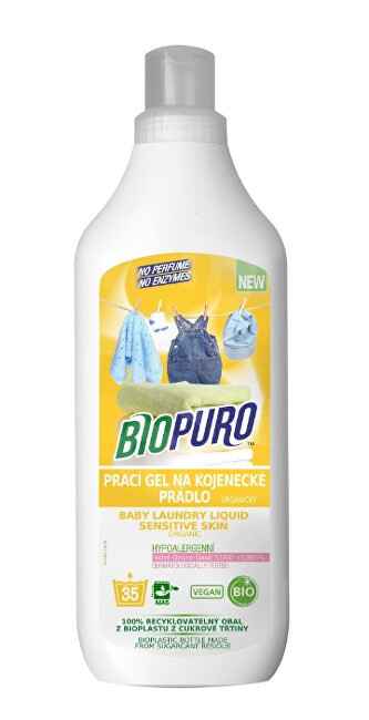 Biopuro Organický tekutý prací gel pro citlivou pokožku a miminka (35 praní) 1 l