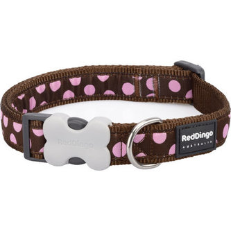 Obojek RD 20 mm x 30-47 cm - Pink Spots on Brown