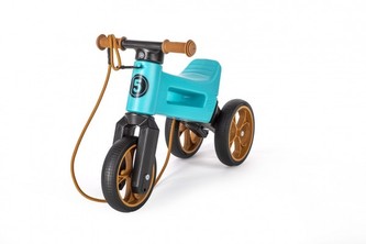 Odrážedlo FUNNY WHEELS Rider SuperSport tyrkys 2v1+popruh, výš. sedla 28/30cm nos. 25kg 18m+ v sáčku