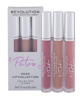 Makeup Revolution London X Petra tekutá rtěnka 3 ml + tekutá rtěnka 3 ml Lip Filler + lesk na rty 3 ml Perfect Nude
