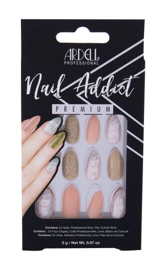 Ardell Nail Addict umělé nehty 24 ks + lepidlo na umělé nehty 2 g + pilník na nehty 1 ks + zatlačovadlo na nehty 1 ks