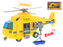 Helikoptéra 28cm na setrvačník na baterie se světlem a zvukem žlutá v krabičce