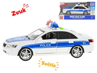 Auto policie 24cm 1:16 na setrvačník na baterie se světlem a zvukem v krabičce
