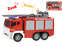 Auto hasiči 28cm 1:12 pohyblivé části na setrvačník na baterie se světlem a zvukem v krabičce