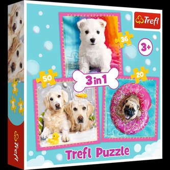 Puzzle: Štěňátka 3v1 (20,36,50 dílků)