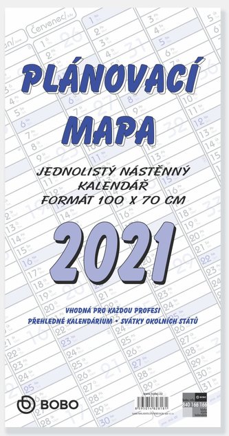 BOBO Kalendář 2021: Plánovací mapa B1 skládaná