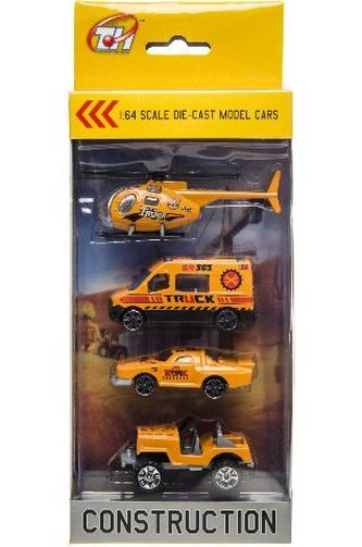 Kovová autíčka stavební 4ks 1:64