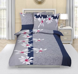 Povlečení bavlněné - kopretina na šedé - 140x200, 70x90