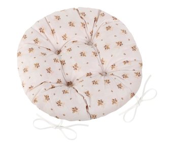 Sedák Adéla prošívaný kulatý - béžová kytička - průměr 40 cm
