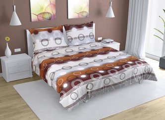 Povlečení bavlna na dvoudeku - hnědé paprsky - 1x 200x220, 2ks 70x90 cm (200 cm šířka x 220 cm délka prodloužená)