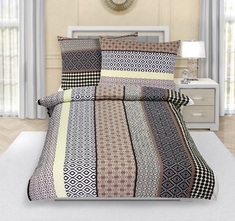 Povlečení bavlněné - béžové pruhy - 140x220, 70x90