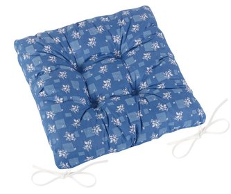 Sedák Adéla prošívaný - modrotisk - 40x40 cm, prošívaný
