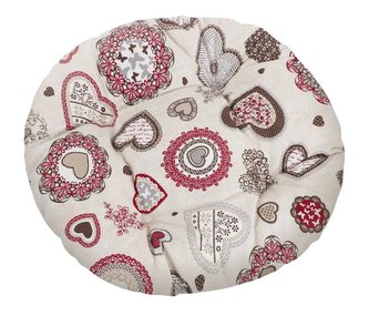 Sedák EMA kulatý prošívaný - srdíčkový rej - průměr 40 cm