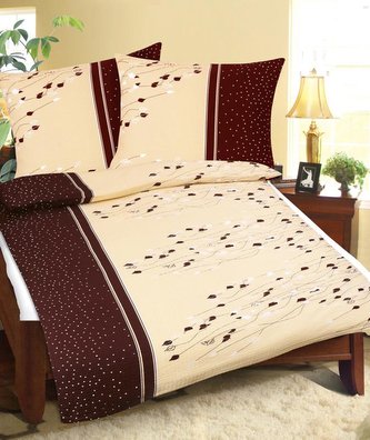 Povlečení bavlněné - lupínky hnědé - 140x200, 70x90