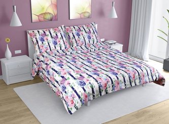 Povlečení krepové na dvoudeku - květy růží - 1x 200x220, 2ks 70x90 cm (200 cm šířka x 220 cm délka prodloužená)