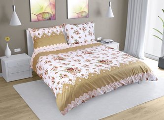 Povlečení bavlna na dvoudeku - hnědá růže - 1x 240x220, 2ks 70x90 cm (240 cm šířka x 220 cm délka prodloužená)