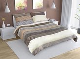 Povlečení krepové na dvoudeku - béžové pruhy - 1x 240x220, 2ks 70x90 cm (240 cm šířka x 220 cm délka prodloužená)