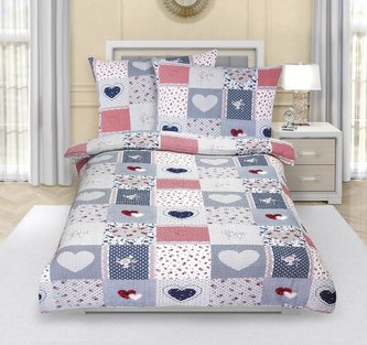 Povlečení bavlněné - modré srdce - 140x220, 70x90