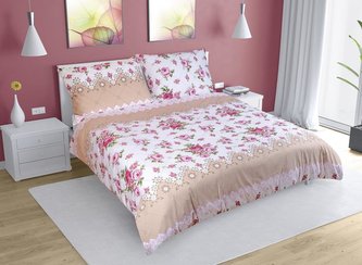 Povlečení bavlna na dvoudeku - růžová růže - 1x 240x200, 2ks 70x90 cm (240 cm šířka x 200 cm délka)