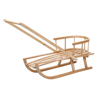 Dětské dřevěné sáňky s rukojetí natural