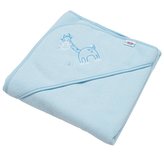 Detská froté osuška s výšivkou a kapucňou New Baby 80x80 modrá žirafka