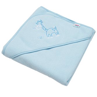 Detská froté osuška s výšivkou a kapucňou New Baby 80x80 modrá žirafka