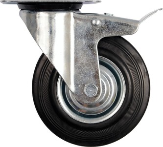 Koliesko otočné s brzdou, gumové 40kg 75/23/97mm