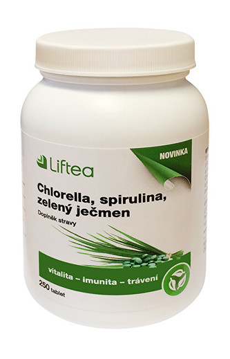 Liftea Chlorela, spirulina, zelený jačmeň 250 tabliet