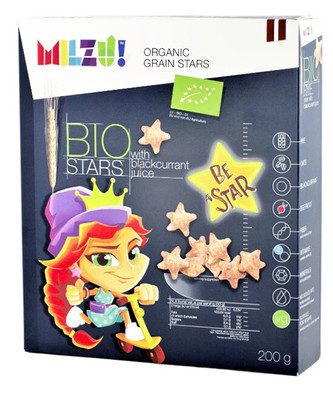 Milzu! BIO Cereální hvězdičky se šťávou z černého rybízu 200 g