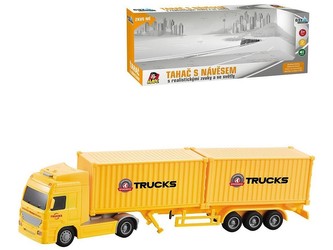 Kamión s dvoma kontajnermi na zotrvačník, 8 x 33 x 5 cm