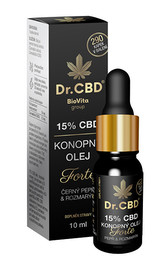 Dr. CBD 15% CBD konopný olej Forte s černým pepřem a rozmarýnem 10 ml