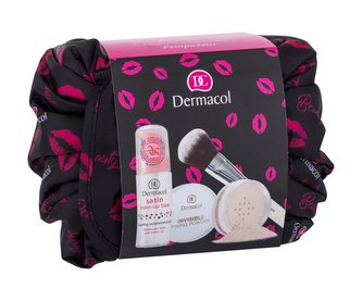 Dermacol Satin podkladová báze pod make-up 30 ml + fixační pudr Invisible 13 g Light + kosmetický štětec Master 1 ks + kosmetická stahovací taštička