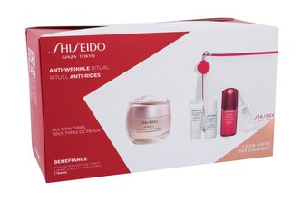 Shiseido Benefiance denní pleťová péče Benefiance Wrinkle Smoothing Cream Enriched 50 ml + čisticí pěna Clarifying Cleansing Foam 5 ml + pleťová voda Treatment Softener Enriched 7 ml + pleťové sérum Ultimune Power Infusing Concentrate 10 ml + oční krém Be