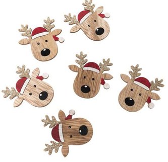 Dřevěný sobík hlava 4 ks