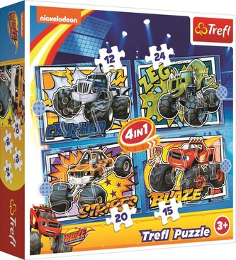 Puzzle: Plamínek a čtyřkoláci 4v1: S přáteli (12,15,20,24 dílků)