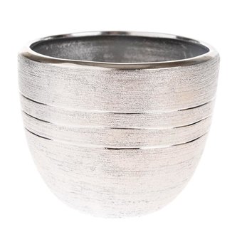 Keramický květináč - stříbrný 15,5 cm