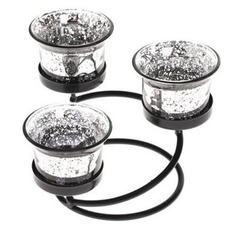 Kovový svícen kulatý - černý 3 svíčky