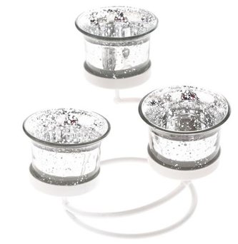 Kovový svícen kulatý - bílý 3 svíčky